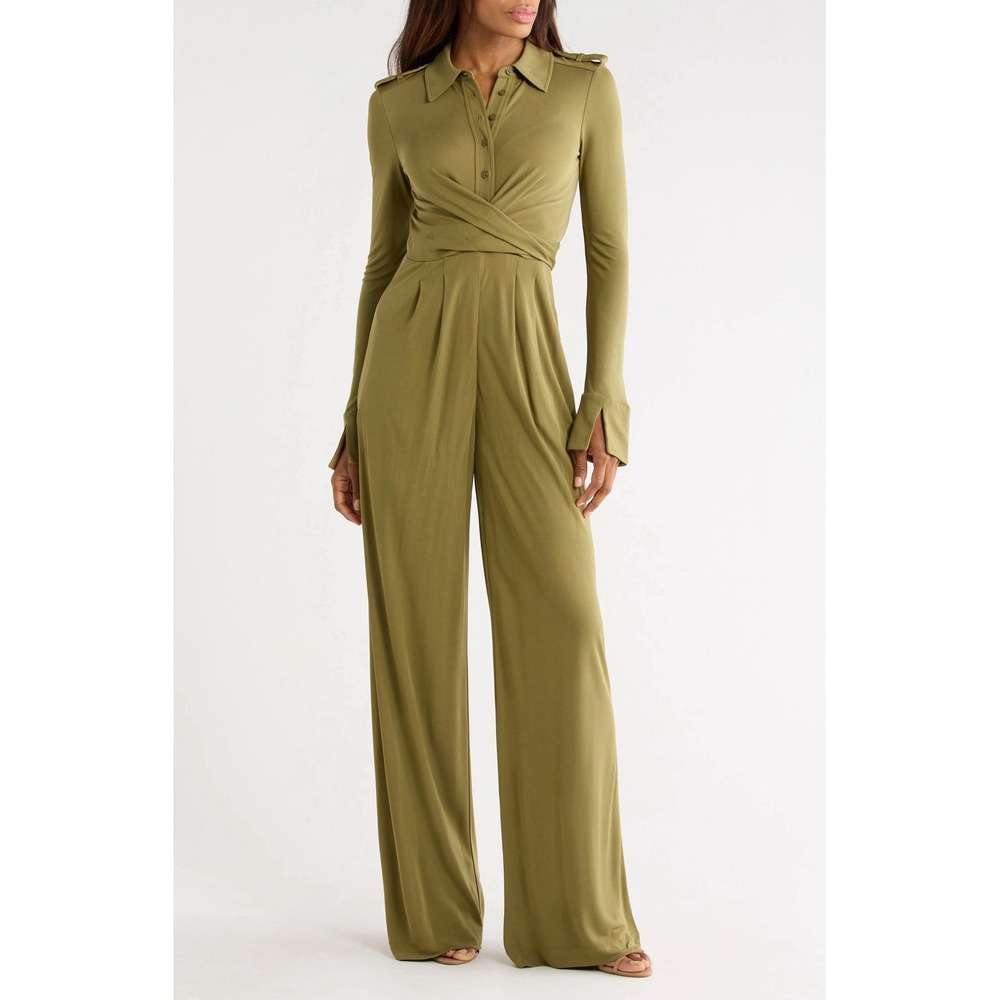 Diane von Furstenberg NWT Jackie Jumpsuit Women M Patina Wide Leg msrp $520